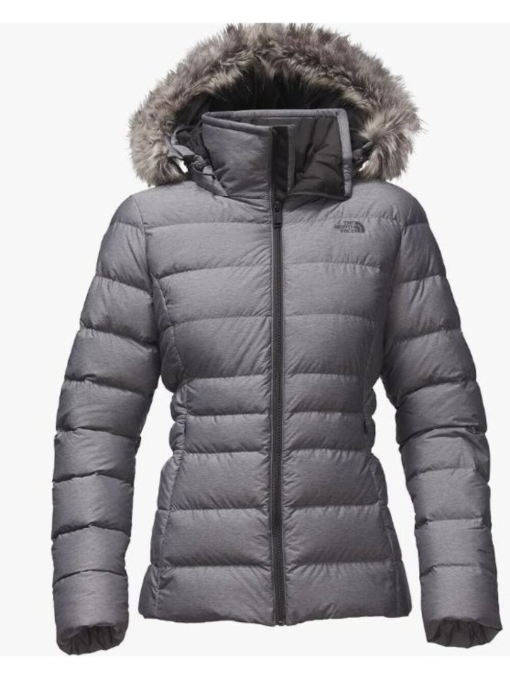 North Face 550 Gothem II Jacket Size Small Puffer Full Zip Gray Heather EUC